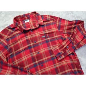 Columbia Flannel Shirt Men's Size L Tall LT Cozy Campfire Camping Hiking